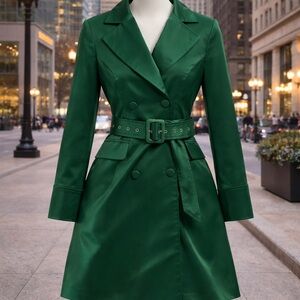 Nasty Gal Elegant Green Double Breasted Satin Dress